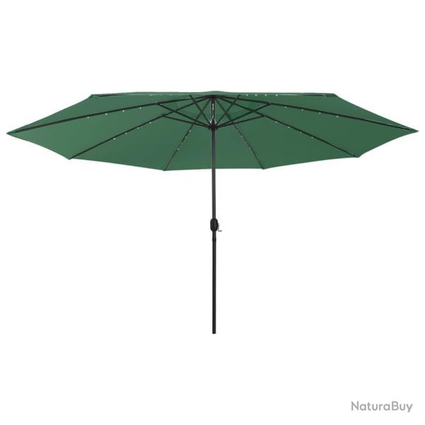 Parasol de jardin avec lumi�res LED et m�t en m�tal 400 cm vert