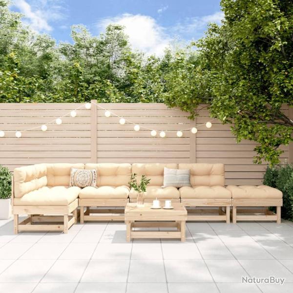 Salon de jardin 7 pcs Bois de pin massif