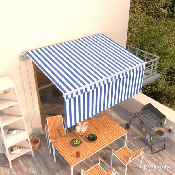 Auvent r�tractable automatique avec store 3,5x2,5 m Bleu blanc
