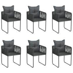 Chaises d'ext&eacute;rieur lot de 6 avec oreillers R&eacute;sine tress&eacute;e Noir