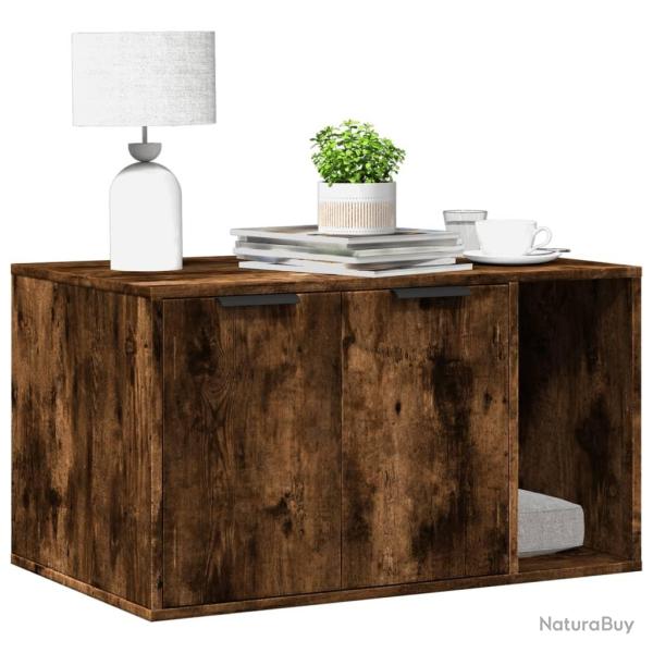 Meuble de bac � liti�re pour chat ch�ne fum� bois d'ing�nierie