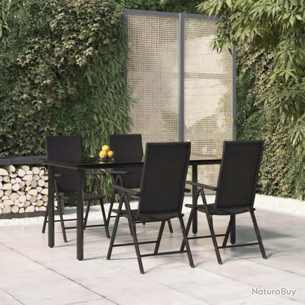 Ensemble � manger de jardin 5 pcs Noir R�sine tress�e