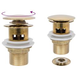 Drain &agrave; poussoir avec d&eacute;bordement Dor&eacute; 6,4x6,4x9,1 cm