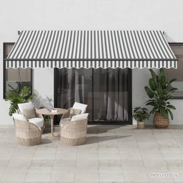 Auvent manuel r�tractable avec LED anthracite blanc 450x350 cm