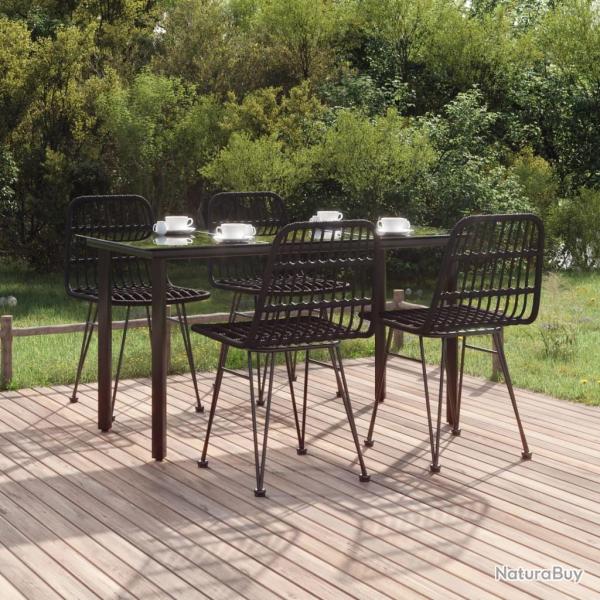 Ensemble � manger de jardin 5 pcs Noir R�sine tress�e