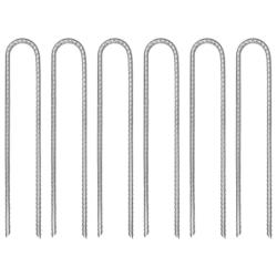 Piquets de tente 6 pcs en forme de U 30 cm &Oslash;7mm acier galvanis&eacute;
