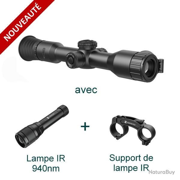 PACK Lunette jour et nuit HIKMICRO ALPEX 4K LITE A40E + Lampe IR 940nm + Support de lampe IR