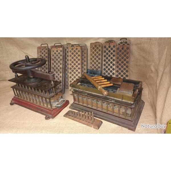 Ancienne presse 19 �me avec diverses  accessoires pour chargement de cartouche diff�rents calibre