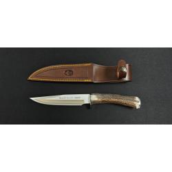 Couteau de chasse Muela Tejon 16 - Lame 16 cm en Acier Molybd&egrave;ne-Vanadium, Manche en Corne de Cerf