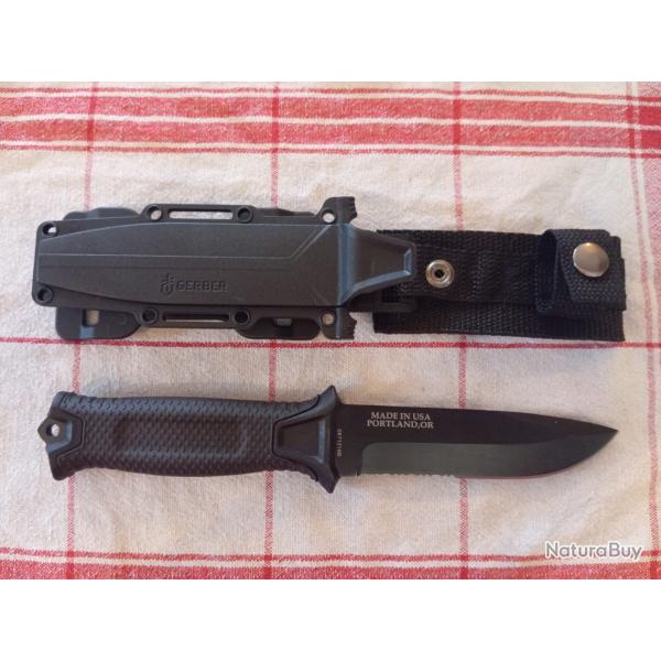 Couteau fixe Strongarm Gerber Noir Survie Combat lame fixe Lame dentell