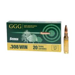 Cartouches GGG 308 180 gr SBT Sierra Gameking - Lot de 100