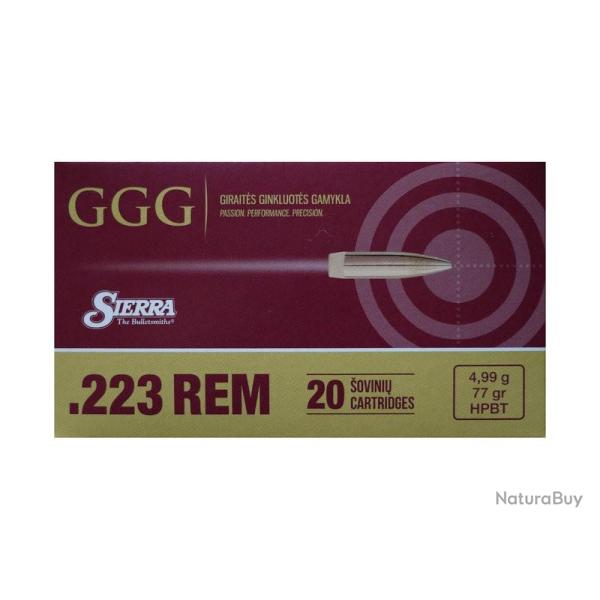 Cartouches GGG .223 Rem. HPBT 77gr - Lot de 100