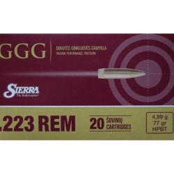 Cartouches GGG .223 Rem. HPBT 77gr - Lot de 200