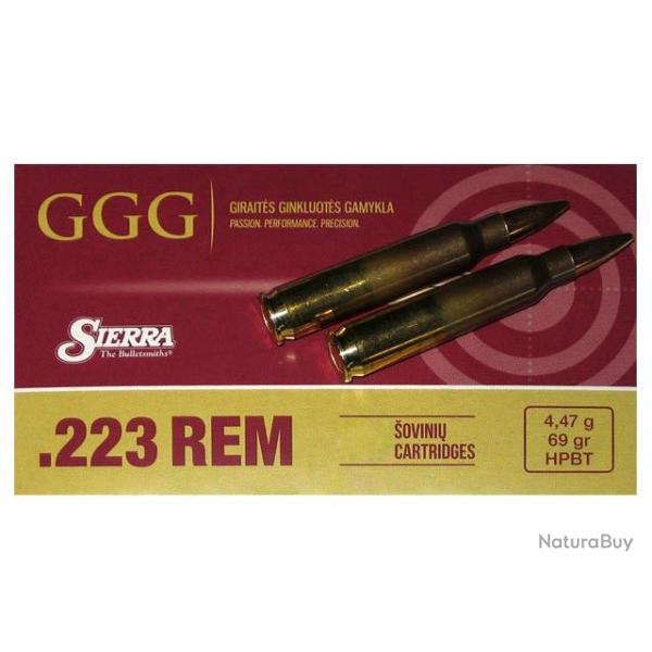 Cartouches GGG .223 Rem. HPBT 69gr - Lot de 100