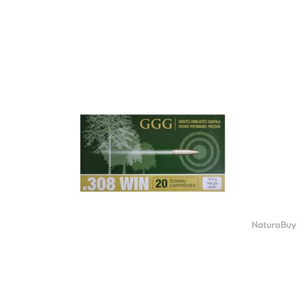 Cartouches GGG 308 Win. HPBT Match 168gr - Boite de 20