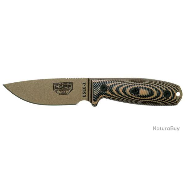 Couteaux fixes ESEE-3 - Lame Dark Earth - Coyote/noir ESEE