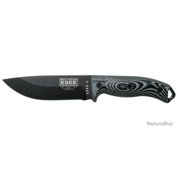 Couteaux fixes ESEE-5 - Lame Noire - Gris/Noir ESEE