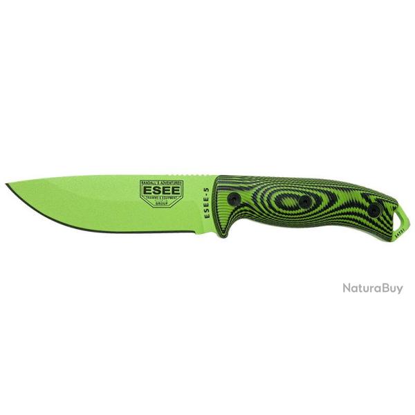 Couteaux fixes ESEE-5 - Lame Venom Green - Vert/Noir ESEE