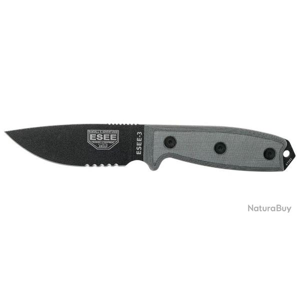 Couteaux fixes ESEE-3 - Noir - Lame Mixte - Pommeau modifi� ESEE