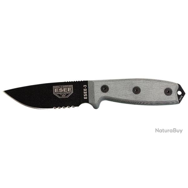 Couteaux fixes ESEE-3 - Noir - Lame Mixte ESEE