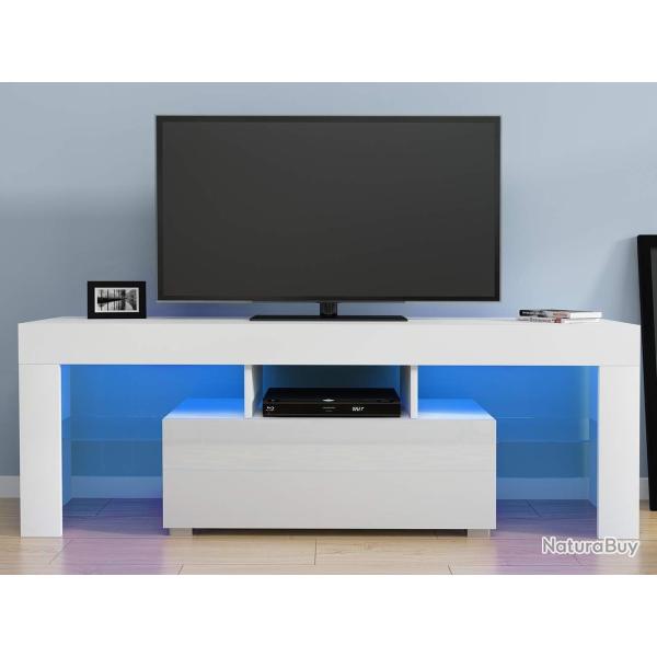 Meuble TV en Verre sur Salle de Sjour, Salon et Chambre  Coucher etc,Taile: 130+35+45cm,Poids 28kg
