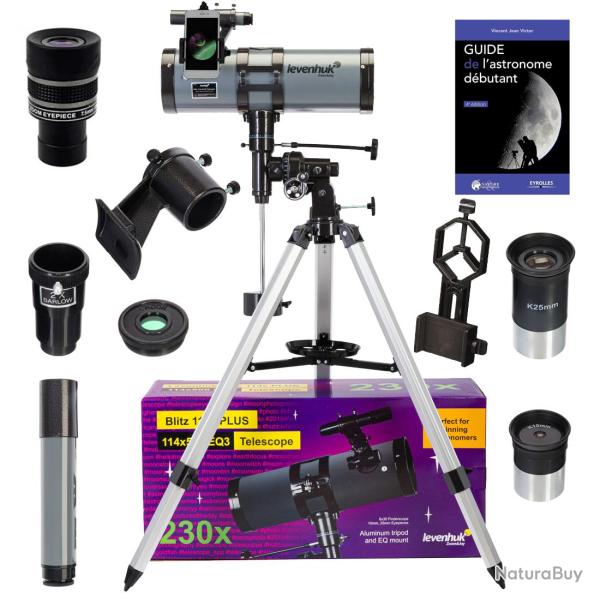 Pack T�lescope Astrophotographie Levenhuk Blitz 114S Plus avec Zoom et accessoires