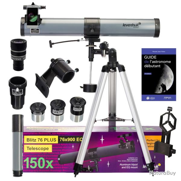 Pack T�lescope Astrophotographie Levenhuk Blitz 76 Plus avec Zoom et Accessoires