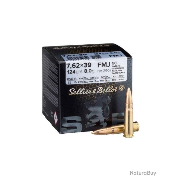 Munitions Sellier & Bellot Calibre 7,62X39 124 grains par 50