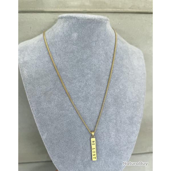 Cha�ne artisanale Figaro Argent sterling 925, dor� or fin - pendentif - marque Be lost