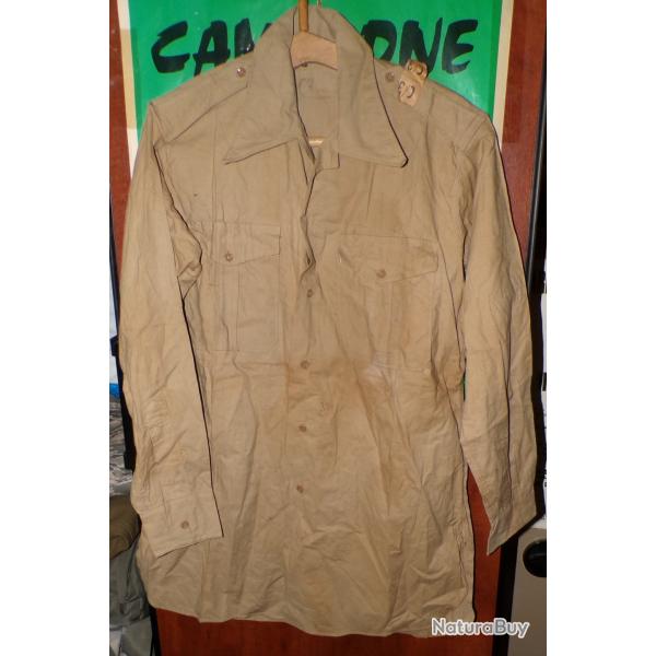 CHEMISE MILITAIRE DE L'ARMEE FRANCAISE DE LA PERIODE INDOCHINE ,Taille 3 C SOIT L OU 41-42 EN CIVIL