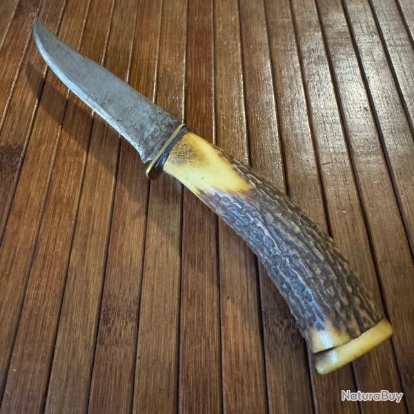 COUTEAU ALLEMAND MANCHE BOIS DE CERF XlX �me COUTEAU DE BOTTE - COUTEAU DE CHASSE .