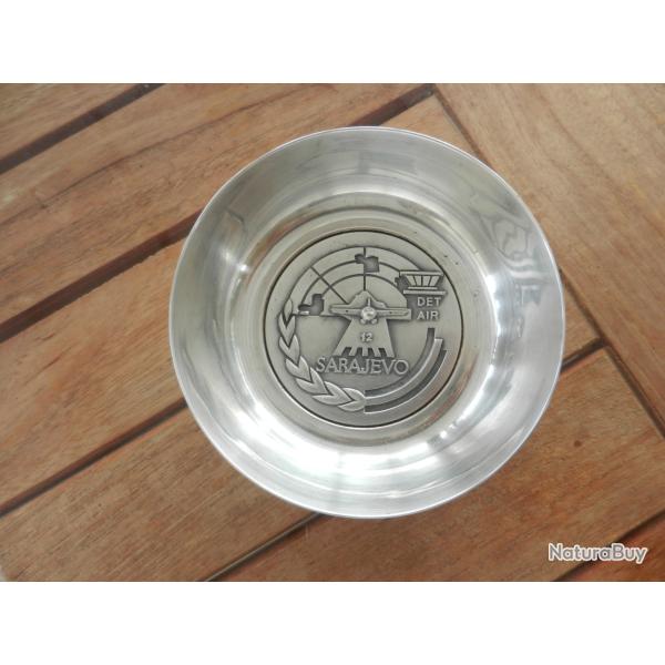 rare coupelle m�tal argent� militaire Det Air Sarajevo 12