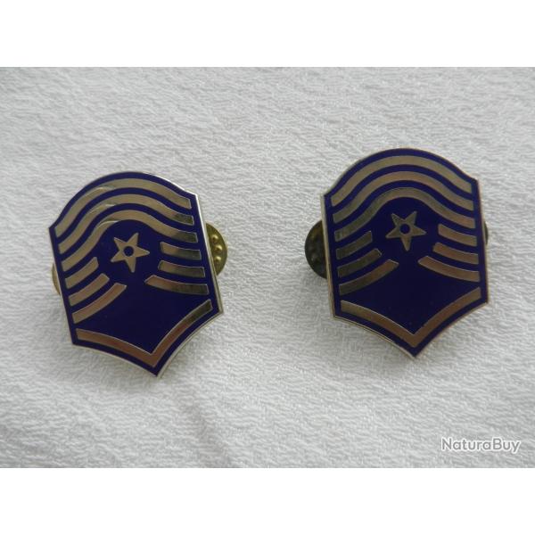 paire insignes de col mtal amricains militaires US Sergent Major