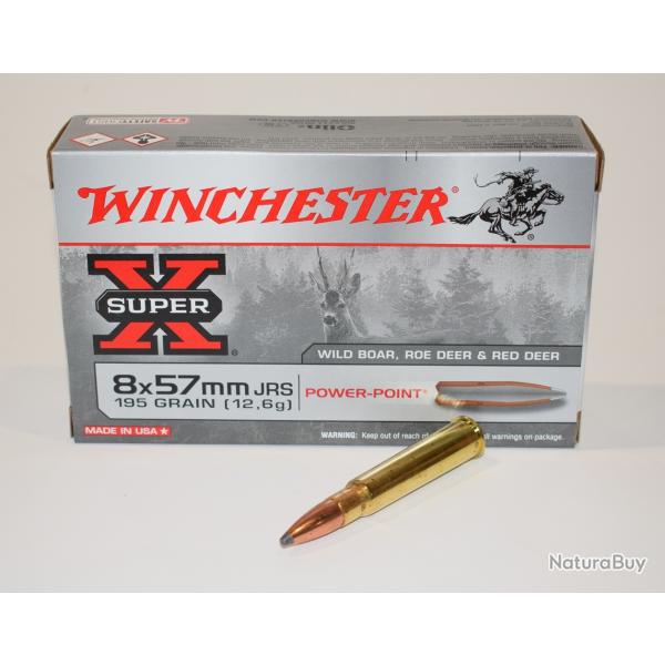 1 boite de 20 cartouches winchester, calibre 8x57JRS, power point 195 grains