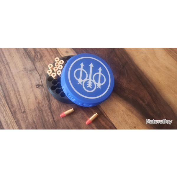 Bo�te � munitions 9mm Logo Beretta. Tr�s robuste couvercle � vis Dispo en 38 45acp 44mag 357mag etc.