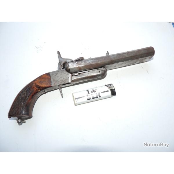 JOLI PETIT PISTOLET A BROCHE  - DOUBLE CANON OCTOGONAL ----