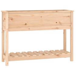 Jardini&egrave;re bac lit sur&eacute;lev&eacute; plantes fleurs terrasse jardin avec &eacute;tag&egrave;re 111,5 x 34,5 x 81 cm bois m