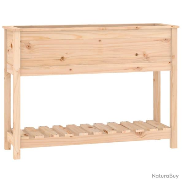 Jardini�re bac lit sur�lev� plantes fleurs terrasse jardin avec �tag�re 111,5 x 34,5 x 81 cm bois m