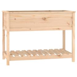 Jardini&egrave;re bac lit sur&eacute;lev&eacute; plantes fleurs terrasse jardin avec &eacute;tag&egrave;re 111,5 x 54 x 81 cm bois mas
