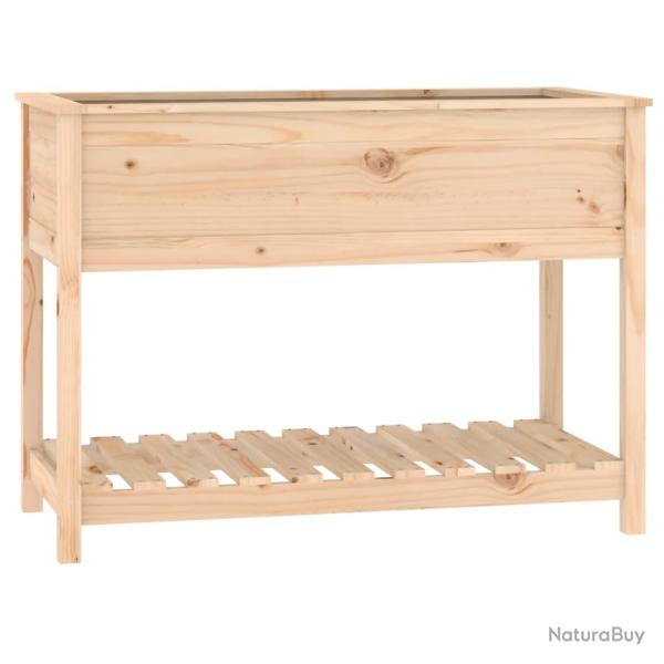 Jardini�re bac lit sur�lev� plantes fleurs terrasse jardin avec �tag�re 111,5 x 54 x 81 cm bois mas