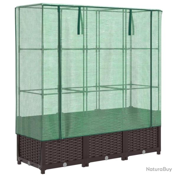 Jardini�re bac lit sur�lev� plantes fleurs terrasse jardin sur�lev�e avec housse aspect rotin 120 x