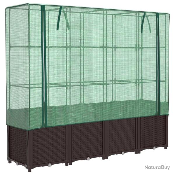 Jardini�re bac lit sur�lev� plantes fleurs terrasse jardin sur�lev�e avec housse aspect rotin 160 x