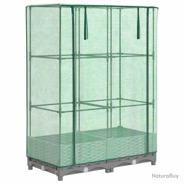 Jardini�re bac lit sur�lev� plantes fleurs terrasse jardin sur�lev�e avec housse aspect rotin 80 x