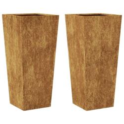 Jardini&egrave;re bac lit sur&eacute;lev&eacute; plantes fleurs jardin terrasses lot de 2 35 x 35 x 75 cm acier corten M