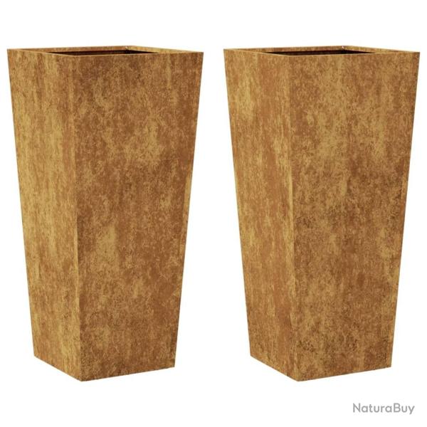 Jardini�re bac lit sur�lev� plantes fleurs jardin terrasses lot de 2 35 x 35 x 75 cm acier corten M