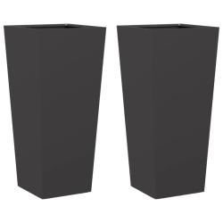 Jardini&egrave;re bac lit sur&eacute;lev&eacute; plantes fleurs jardin terrasses lot de 2 35 x 35 x 75 cm acier noir 02_