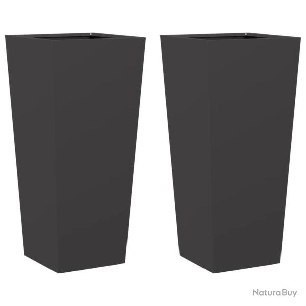 Jardini�re bac lit sur�lev� plantes fleurs jardin terrasses lot de 2 35 x 35 x 75 cm acier noir 02_