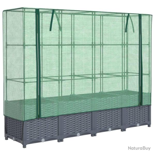 Jardini�re bac lit sur�lev� plantes fleurs terrasse jardin sur�lev�e avec housse aspect rotin 160 x