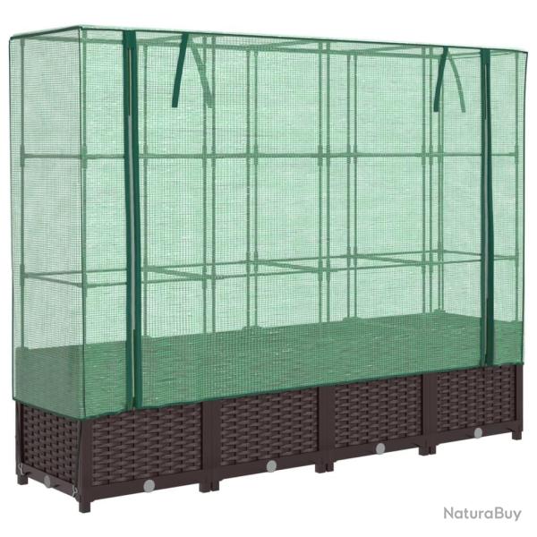 Jardini�re bac lit sur�lev� plantes fleurs terrasse jardin sur�lev�e avec housse aspect rotin 160 x