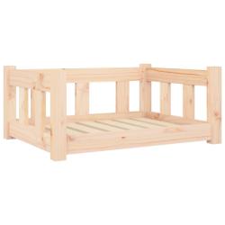 Lit pour chien panier canap&eacute; confortable 65,5 x 50,5 x 28 cm bois de pin solide marron 02_0042760